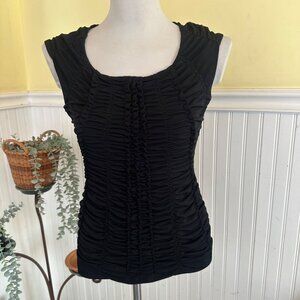 White House Black Market Basic Solid black Sleeveless Top scrunched S